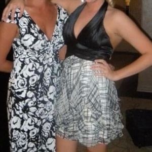 BCBG Maxazria Black and Whjte Halter Dress Low Back